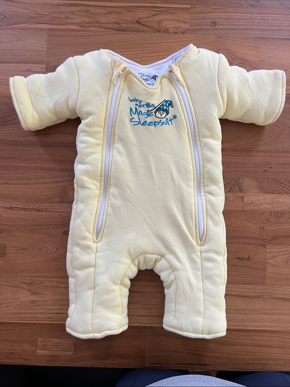 Magic Merlin's Sleepsuit Yellow Cotton Swaddle Transition Sleep Suit Size Small